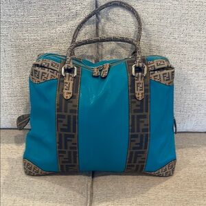 FENDI  Blue and Brown Women's Bag